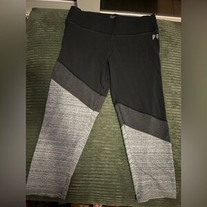 Victorias Secret Angel Black and Gray Colorblock Cropped Leggings